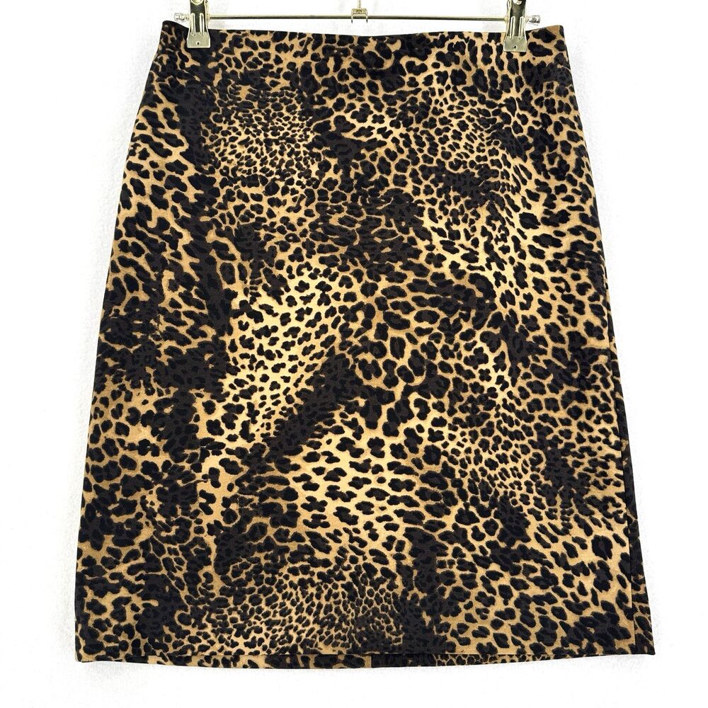 Grace Elements Leopard Print Pencil Skirt M Brown Black Animal Y2K Office Career